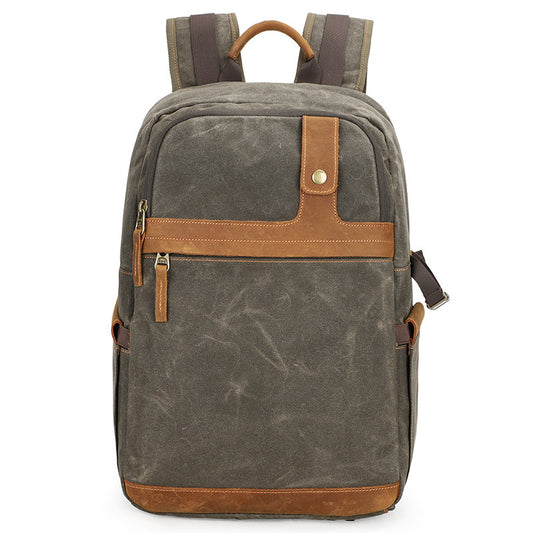 Waxed canvas camera backpack with reinforced leather trim – Camera Base