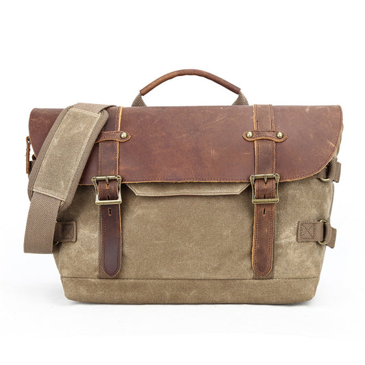Canvas camera messenger bag with leather accents – Camera Base