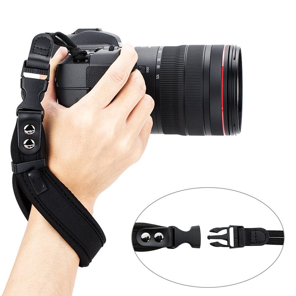 Neoprene camera wrist strap with durable polyester and ABS parts – Camera Base